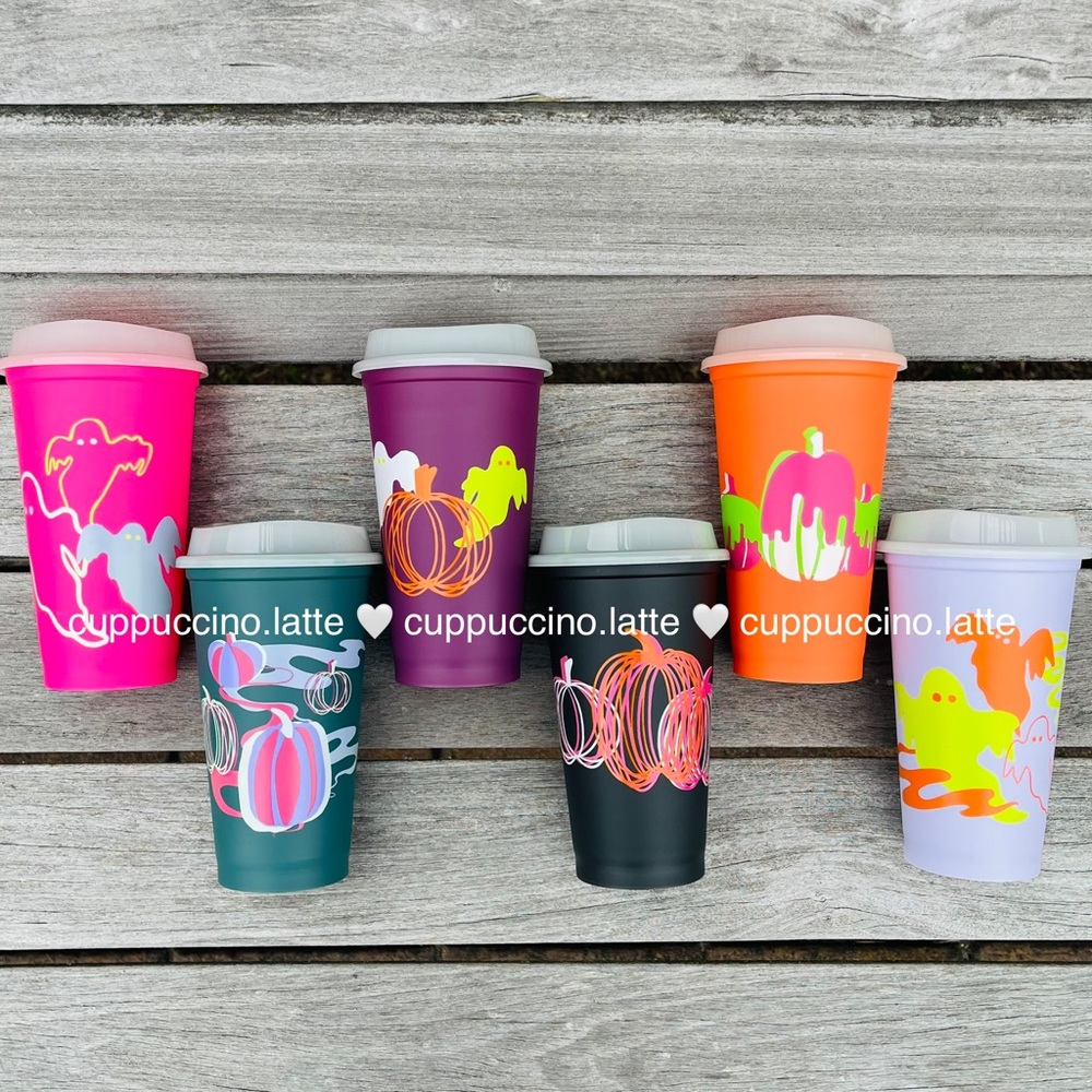🎃NWT👻Starbucks Fall 2023 Halloween Glow in the Dark Lid Reusable Hot Cups Box